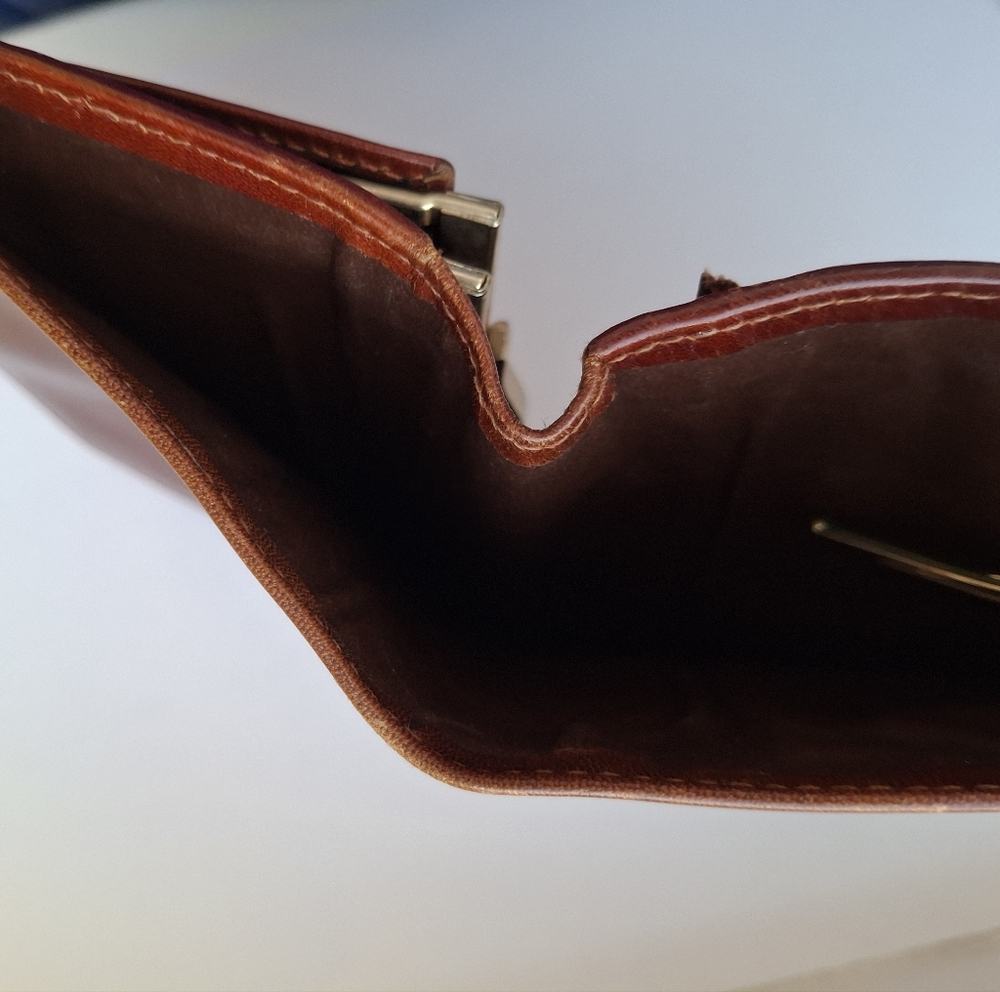 Vintage Smooth Italian Leather Equestrian Wallet in Brown, Bit Bridle Closure - Picture 8 of 11